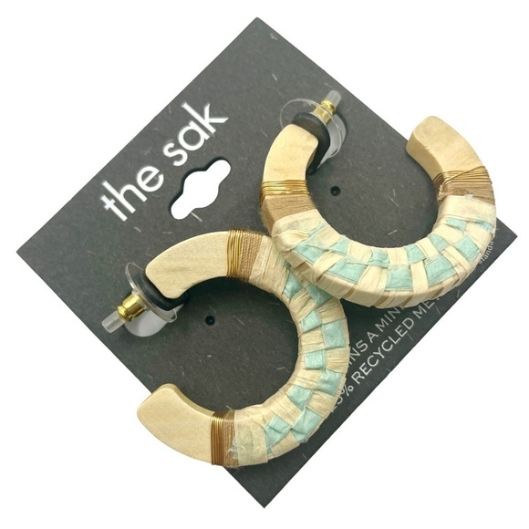 NWT The Sak Wooden Hoop Earrings - Picture 3 of 3